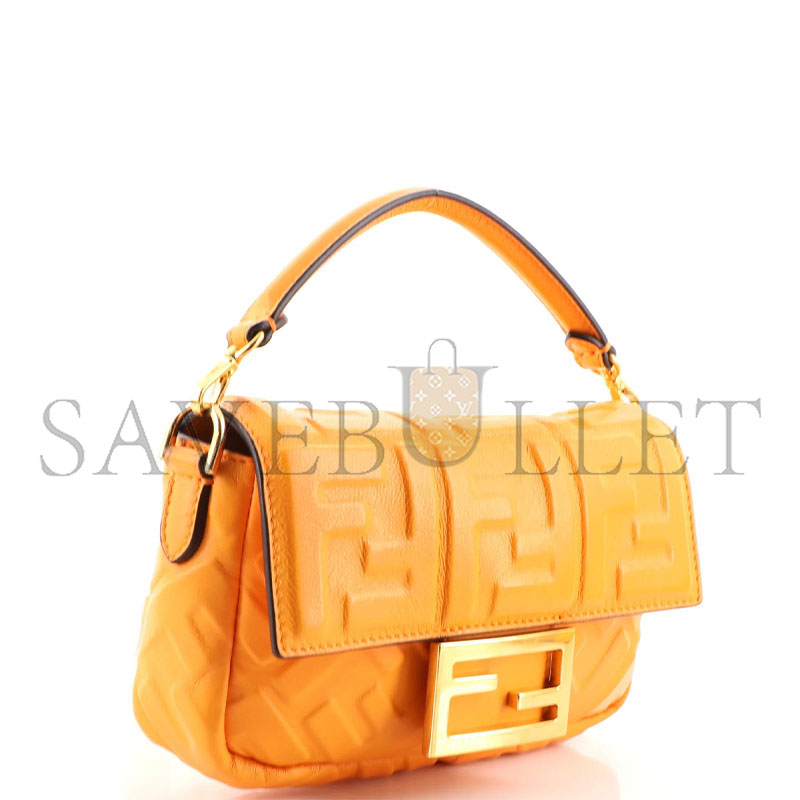 FENDI BAGUETTE NM BAG ZUCCA EMBOSSED LEATHER MINI  (18*13*5cm)